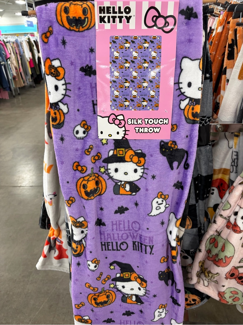 Hello Kitty Purple and Orange Halloween Silk-Touch Throw